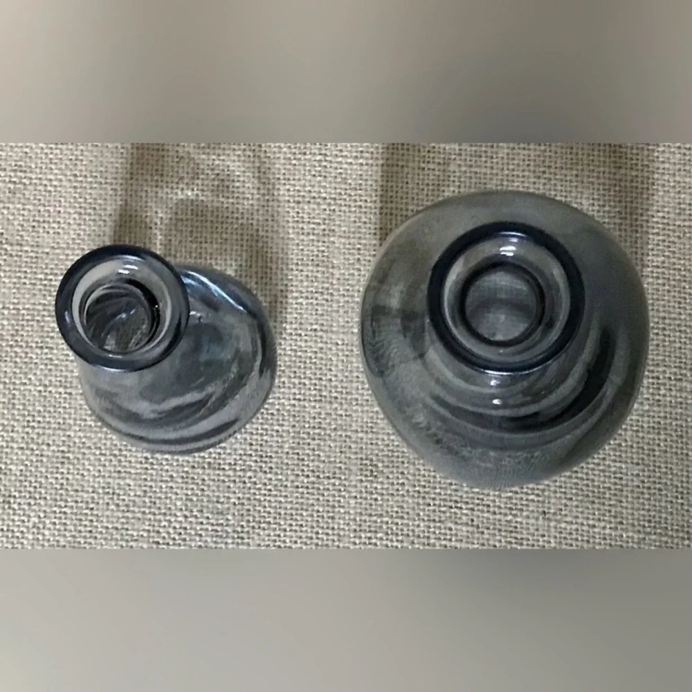 IKEA Vorvind Mini Smoked Glass Bud Vase Set Varvind Smoky Gray Fun Curved